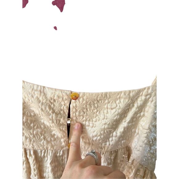 Kika Vargas Textured Empire Waist Midi Dress size 1X Cream Sleeveless - Picture 8 of 11